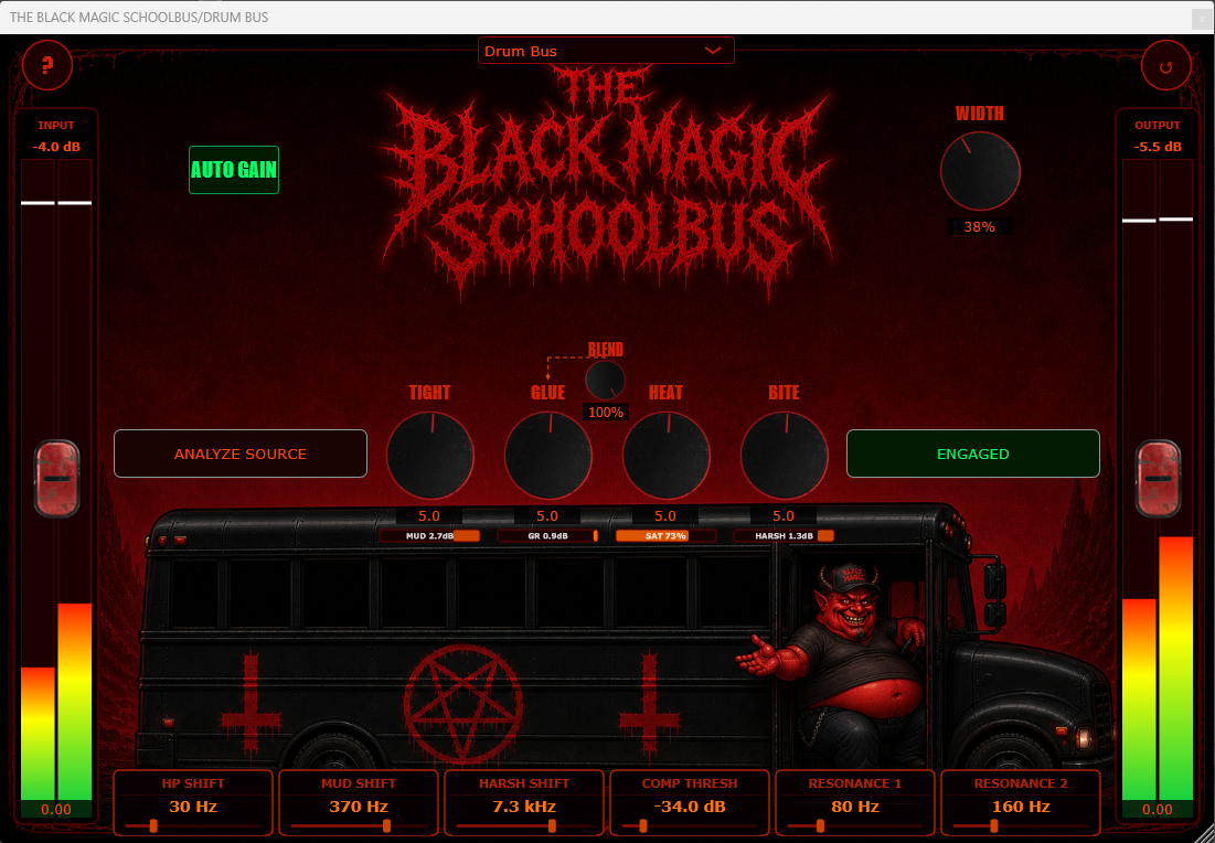 The Black Magic Schoolbus plugin UI